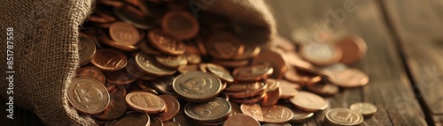 Bag of coins symbolizing wealth photo