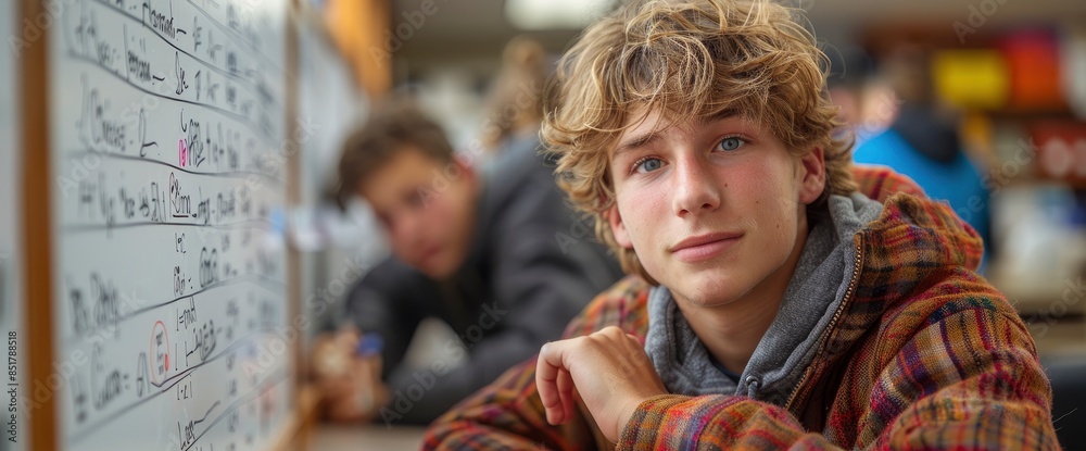 A Student Confidently Wrote On The Whiteboard During A Lesson, Eager To Participate A Student Confidently Wrote On The Whiteboard During A Lesson, Eager To Participate