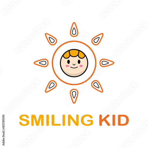 Smiling kid logo vector isolated on white background. Сan be used for children's clothing shop, toy store, daycare center
