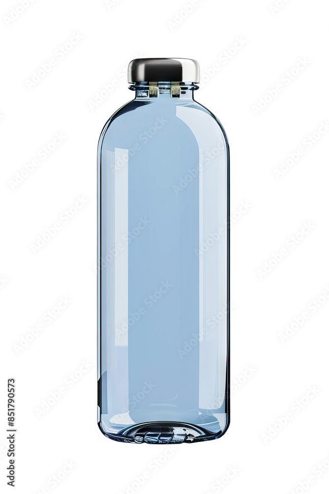 Empty Glass Bottle with Silver Cap Isolated On Transparent Background Empty Glass Bottle with Silver Cap Isolated On Transparent Background