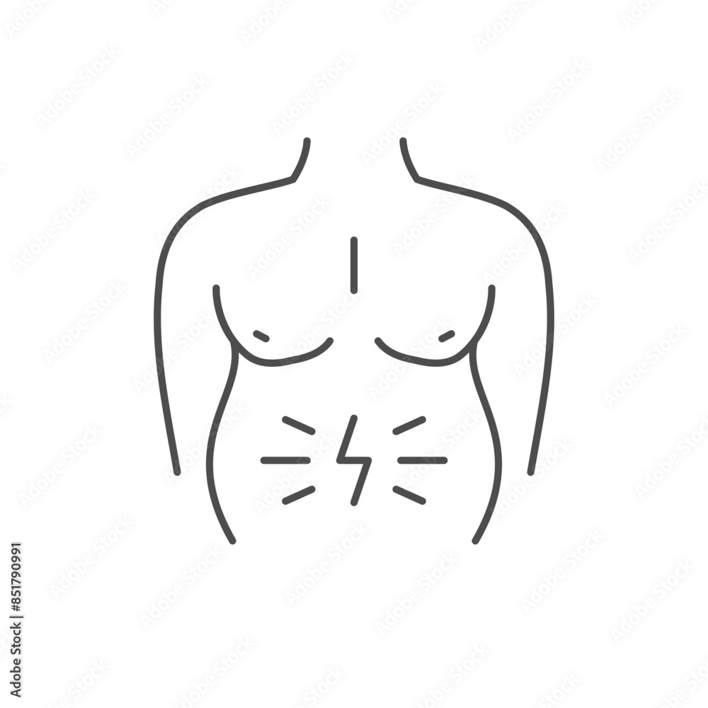 Obraz premium Abdominal pain line outline icon