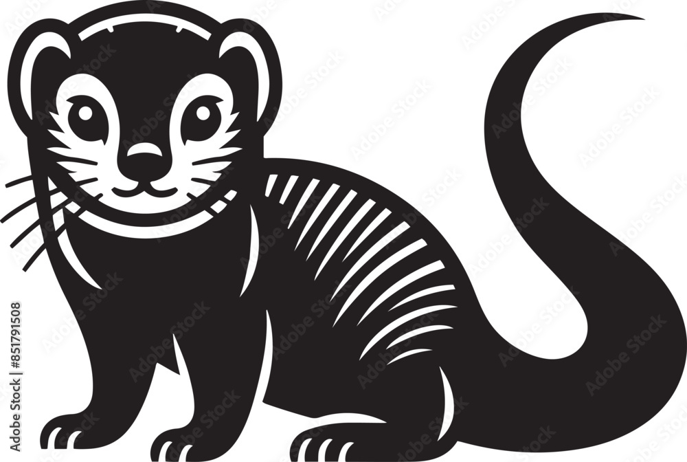 Fototapeta premium Mongoose cartoon silhouette vector illustration.