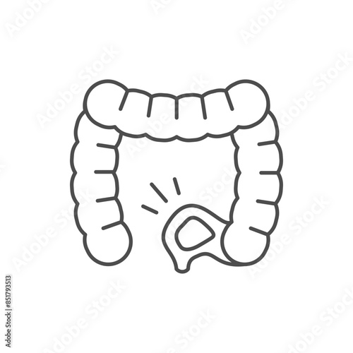 Intestines constipation line outline icon
