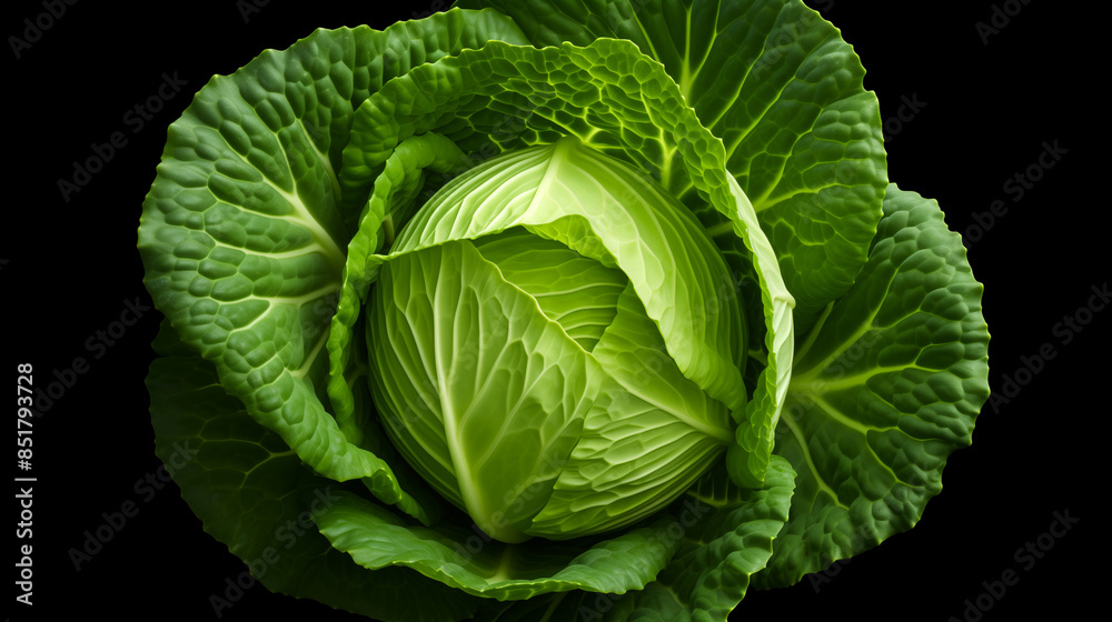 Cabbage on Plain Black Backdrop Cabbage on Plain Black Backdrop