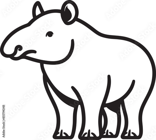 Tapir silhouette outline vector illustration.