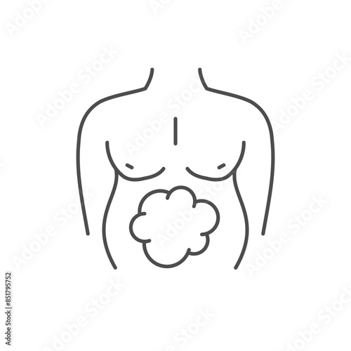 Belly bloating line outline icon