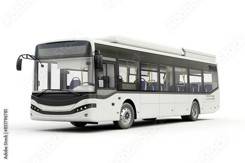 Modern city bus on a white background with space for text on the side.