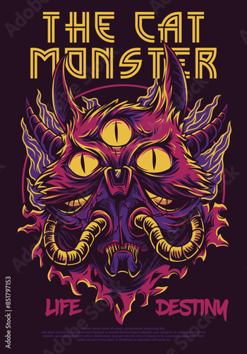 cat monster artwork vector