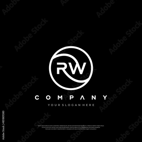 Initial Letter RW Logo or WR Logo Design Vector