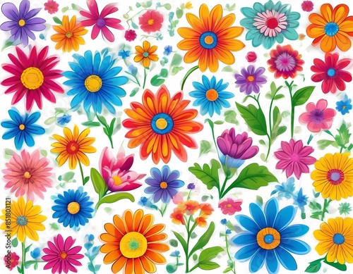 flowers colorful illustration background © Diego Cortes
