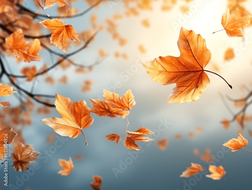 Autumn leaves floating with...