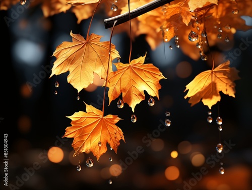 Autumn leaves floating with...