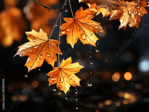 Autumn leaves floating with...