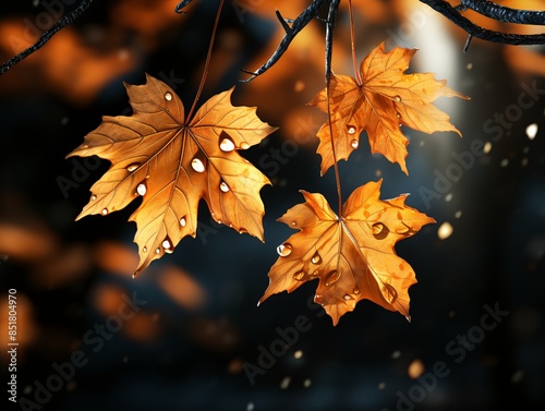 Autumn leaves floating with...