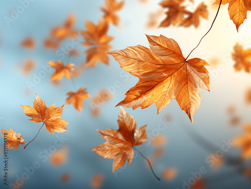 Autumn leaves floating with...