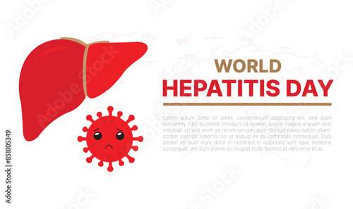happy world hepatitis day background template use for card vector design, with minimalist and modern concept, cover, backdrop, heart, lung, international