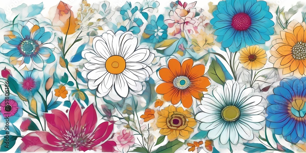 flowers colorful illustration background