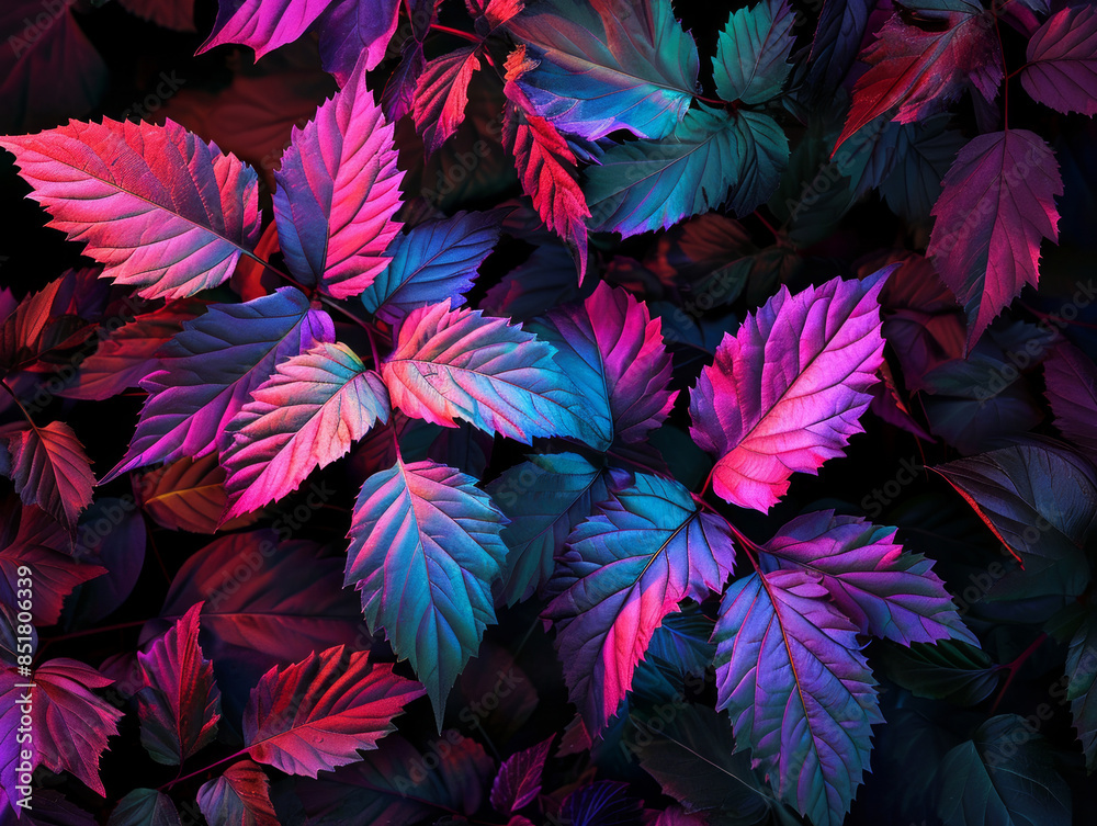 A vibrant array of tropical leaves and flowers background A vibrant array of tropical leaves and flowers background