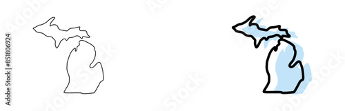 michigan map, michigan vector, michigan outline, michigan