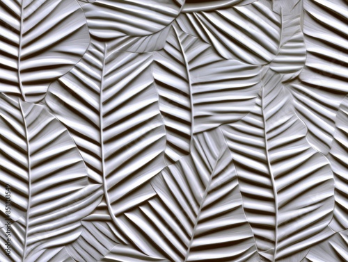 Mural with white leaf patte...