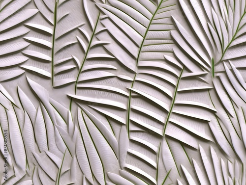 Mural with white leaf patte...