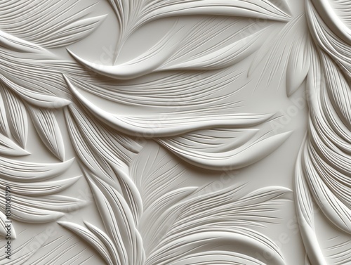 Mural with white leaf patte...
