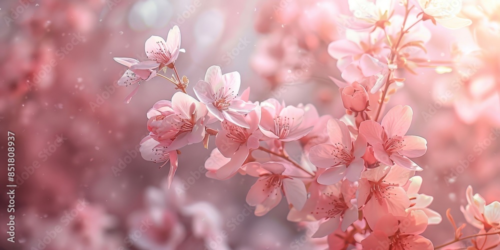 Delicate Pink Cherry Blossoms in Sunlight Delicate Pink Cherry Blossoms in Sunlight