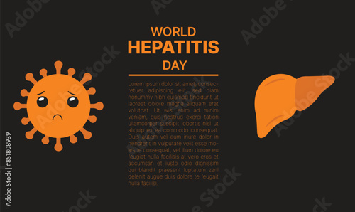 happy world hepatitis day background template use for card vector design, with minimalist and modern concept, cover, backdrop, heart, lung, international