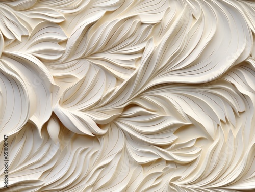 Mural with white leaf patte...