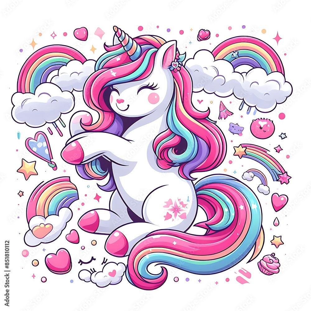 A cartoon unicorn design colours drawing graphic with rainbow hair and clouds engaging professional engaging unique. A cartoon unicorn design colours drawing graphic with rainbow hair and clouds engaging professional engaging unique.
