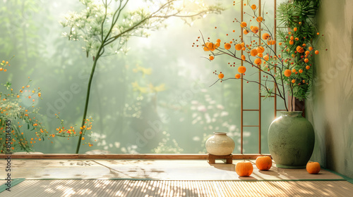 Serene Zen Garden with Ayurvedic Decor and Natural Light