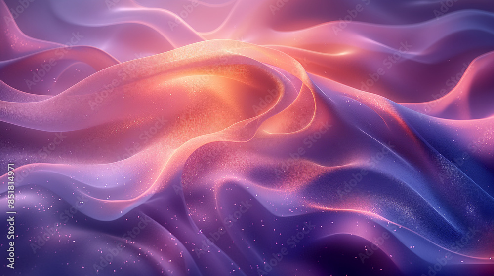abstract blue and purple abstract background, frosted glass effect crystal glass material, with futuristic colored waves, sparkling water reflection.transparent, in the style of smooth and curved line