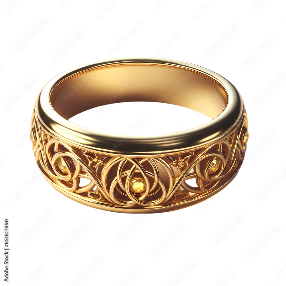 A gold ring on transparent background A gold ring on transparent background