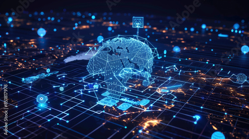 AIが社会へ広がっていく概念図のイラスト