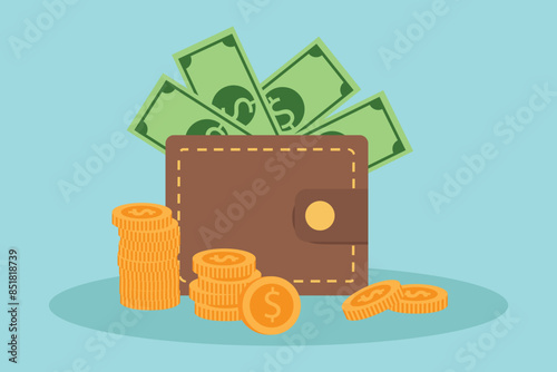 Money concept. Colored flat vector illustration isolated.