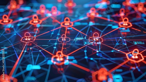Network connections with security lock icons illustrating cybersecurity and data protection in a connected digital world.