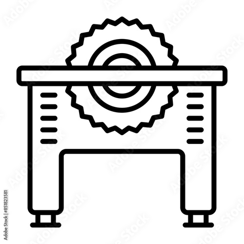 desk table saw equipped for cutting large pieces of sheet in direction of woods grain concept vector icon design, timber lumber Symbol, Forestry and Deforestation Sign forest farming and woodlands