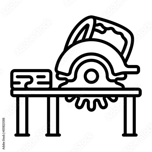cutting wooden sheet in half using a wood cutter that has a sharp blade on it concept vector icon design, timber lumber Symbol, Forestry Deforestation Sign, forest farming woodlands stock illustration