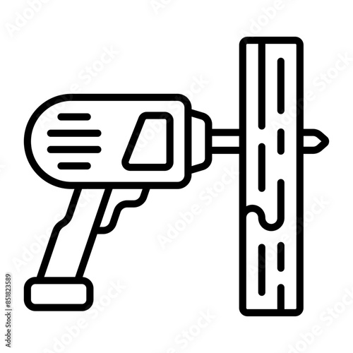 Boring or Drilling the Hole wooden sheet vector icon design, timber and lumber Symbol, Forestry and Deforestation Sign, forest farming and woodlands stock illustration, notching timber joists concept,
