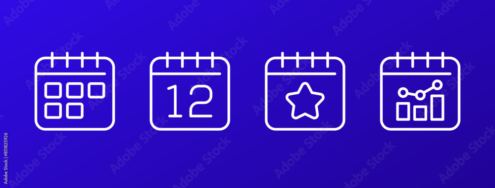 calendar and schedule, agenda line icons, vector set calendar and schedule, agenda line icons, vector set