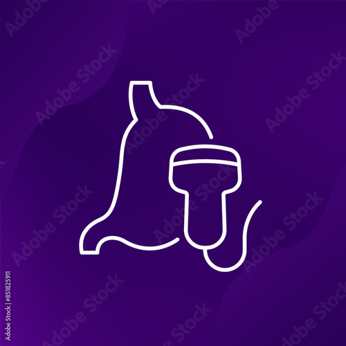 stomach ultrasound icon, ultrasonography line design