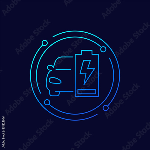 car low battery icon, linear design