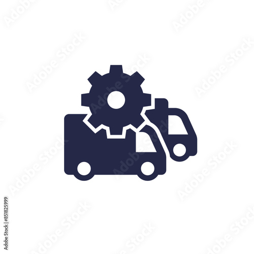 commercial fleet management icon with trucks, vans