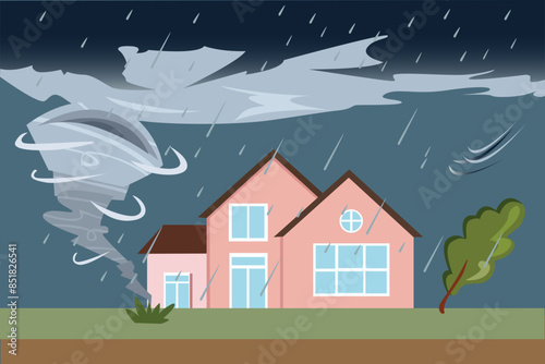 Natural disasters concept. Colored flat vector illustration isolated.
