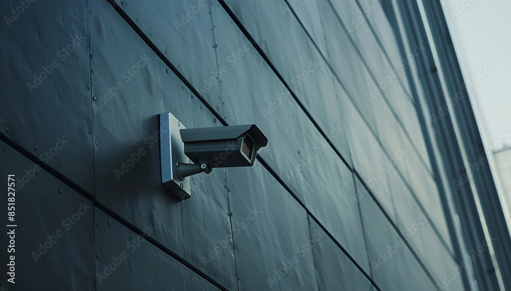 cctv camera on a corporate building exterior wall cctv camera on a corporate building exterior wall
