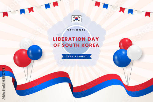 National Liberation Day of South Korea flat design template background