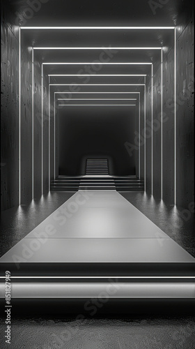 Minimalistic Fashion Catwalk Stage with Accent Lighting © Kowit