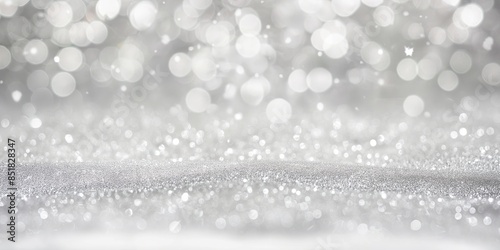 Silver bokeh background, elegant and festive design with copy space. Suitable Holidays: Christmas, New Year's Eve, Weddings