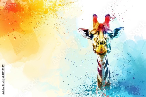 Illustration of cute giraffe in watercolor style isolated on background