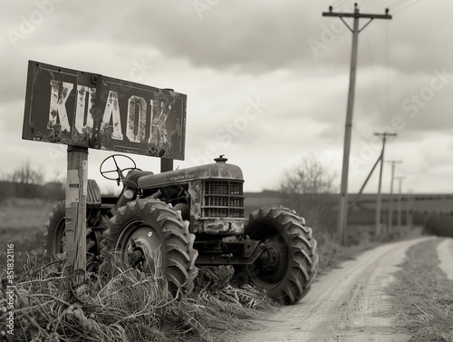 Vintage Kubota tractor sign in a farming community photo